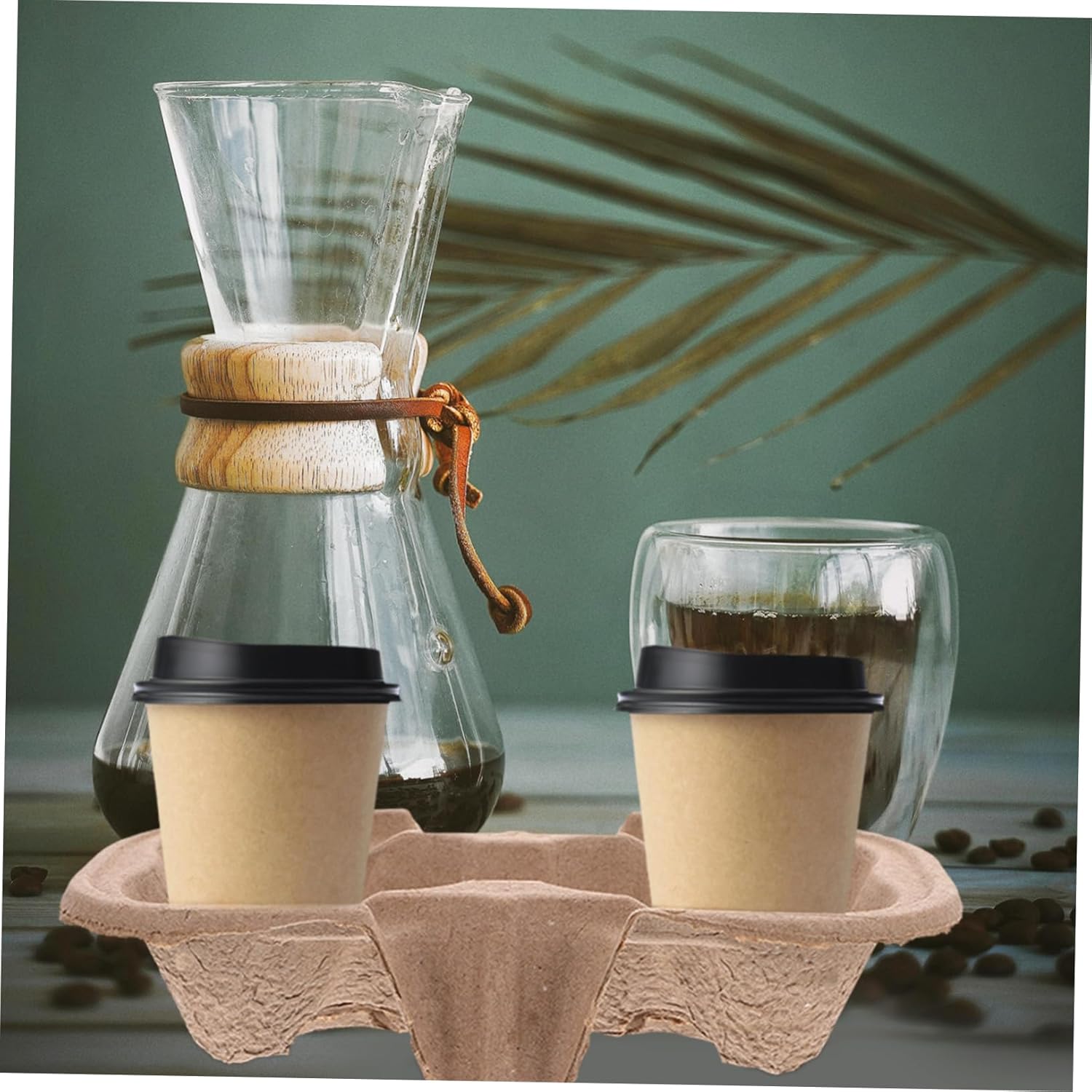 50pcs Beverage Takeout Holders Cup Carrier Trays for Juice Milk Tea Drink Transport for Restaurants Food Service