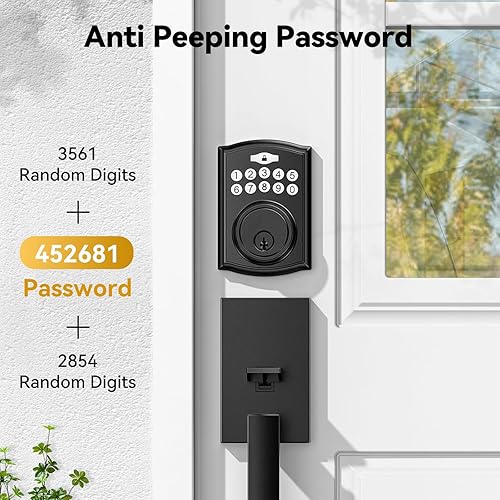 Miniatura 5 de Brightify - Cerradura de puerta de entrada sin llave con asa, cerrojo de seguridad con teclado electrónico, juego de cerradura de puerta delantera