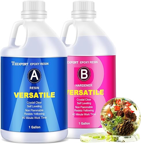 Teexpert Resina epoxi transparente como cristal kit de resina epoxi de 2 galones, curado rápido para fundición, arte de revestimiento, manualidades,