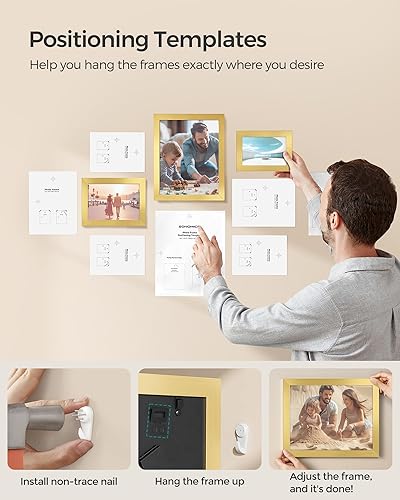 Vista 37 de SONGMICS - Paquete 10 marcos de fotos de collage con 2 marcos de fotos de 8 x 10 pulgadas, 4 de 5 x 7 pulgadas, 4 de 4 x 6 pulgadas, pared o mesa
