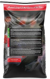 Blue Ridge Koi Fish Food 25lb - Koi Food 3/16” Large and Mini Blend Growth Formula, Goldfish Food, Premium Fish Food for Ponds, Ponds Fish Food, Floating Pond Pellets