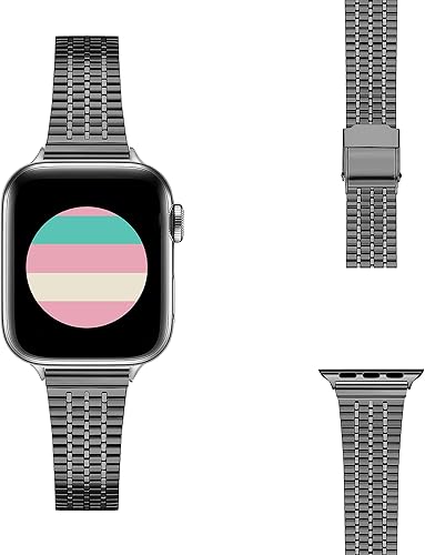 Miniatura 2 de Secbolt Correas finas compatibles con Apple Watch Band de 1.49, 1.57, 1.61, 1.65, 1.73 y 1.77 pulgadas, iWatch SE Series 87654321, de acero