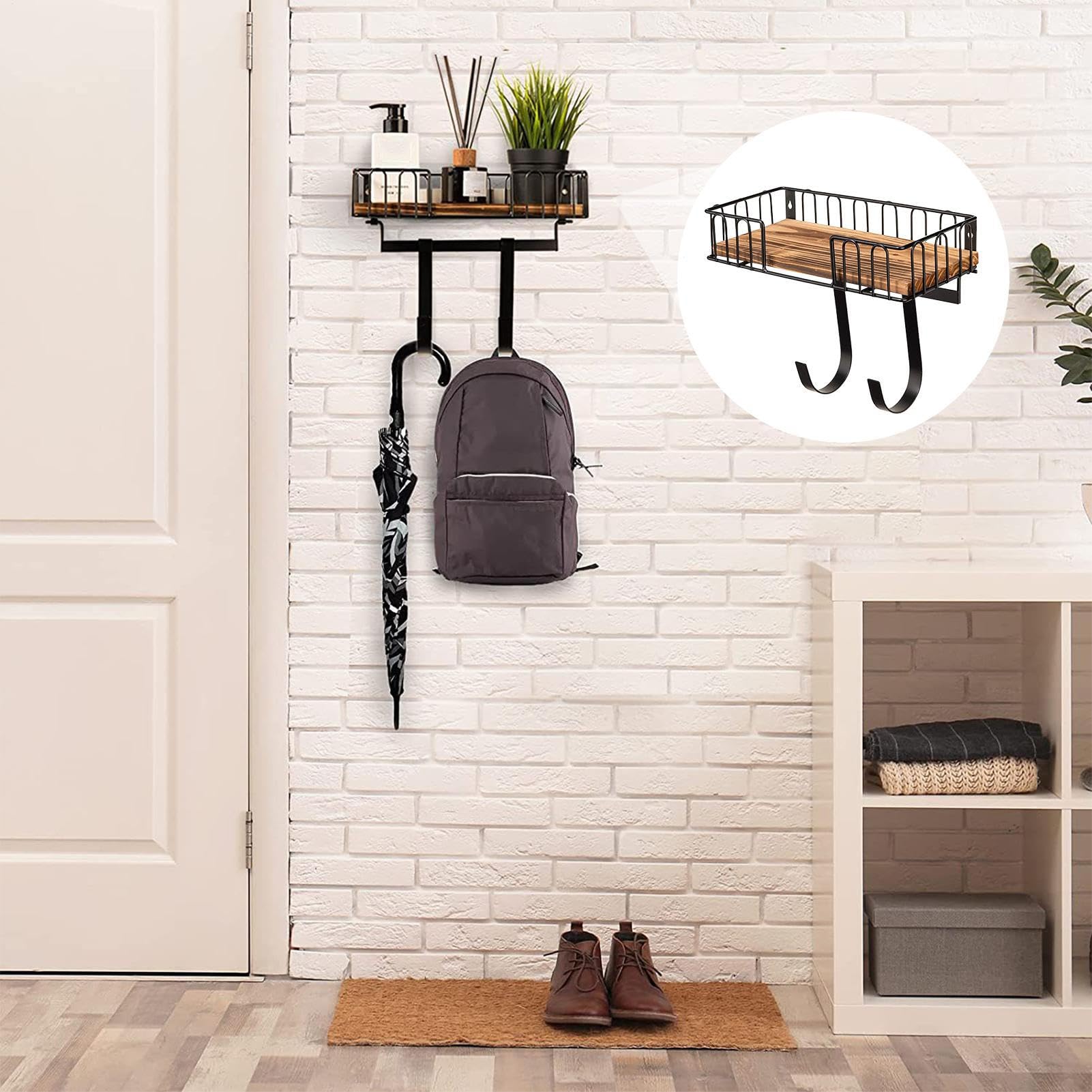 Appendiabiti per asse da stiro, mensola per la colazione, montato sulla | Parete, cestino in legno rustico, organizer con gancio regolabile, forchetta per asse da stiro, design alla moda