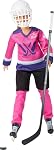 ​Barbie Tim Hortons PWHL 2025 Fashion Doll in Pink, Purple, & Teal Hockey Jersey, Includes Hockey Stick, Puck, and Helmet