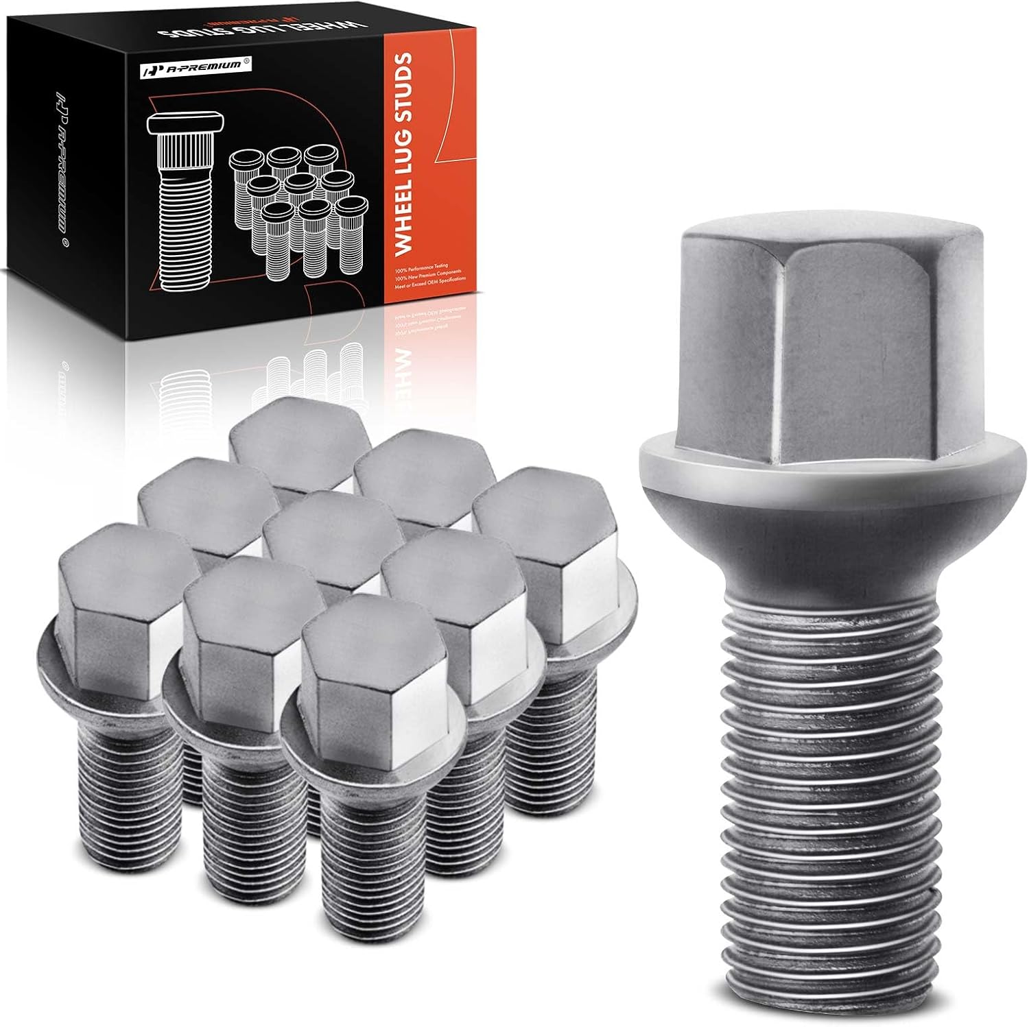 A-Premium M14-1.50 Wheel Studs Compatible with Mercedes-Benz C230 C250 C280 C300 C350 C350e C400 C63 AMG S E200 E250 E300 Front or Rear Side 10-PC Set