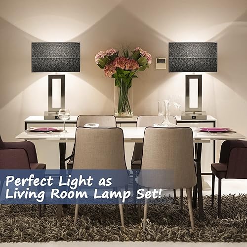Miniatura 5 de Juego de 2 lámparas táctiles negras de 22 pulgadas con 2 puertos USB, lámparas táctiles regulables de 3 vías para mesita de noche de dormitorio,