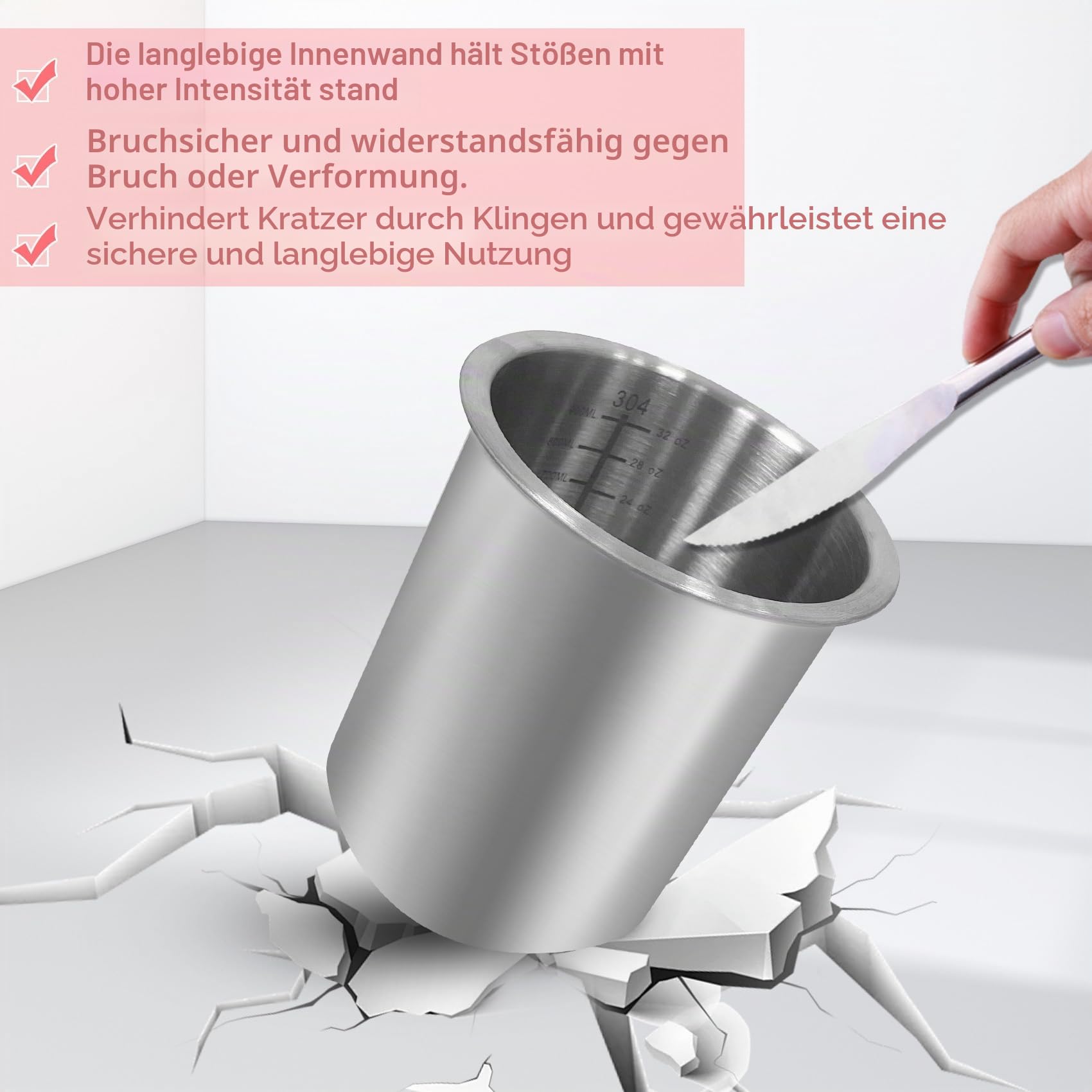 473 ml Edelstahl-Pint-Behälter und Deckel, kompatibel mit Ninja Creami NC300, NC301, NC299AMZ, CN301CO Serie, 4 Stück mit Silikondeckel, BPA-frei, spülmaschinenfest, 5 Jahre Garantie
