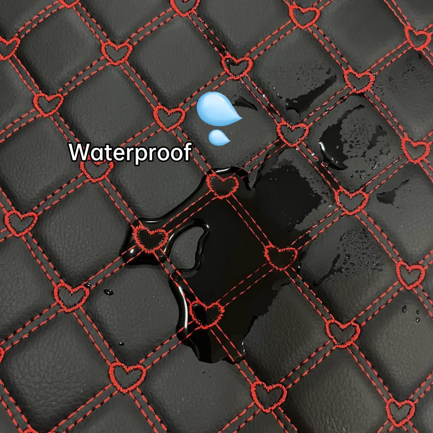 Quilted Foam Vinyl Fabric Heart Pattern with 0.23" Sponge Backing Faux Leather Fabric for Car Headliner, Furniture Upholstery, Headboards,Diamond 2" x 3" (Heart)