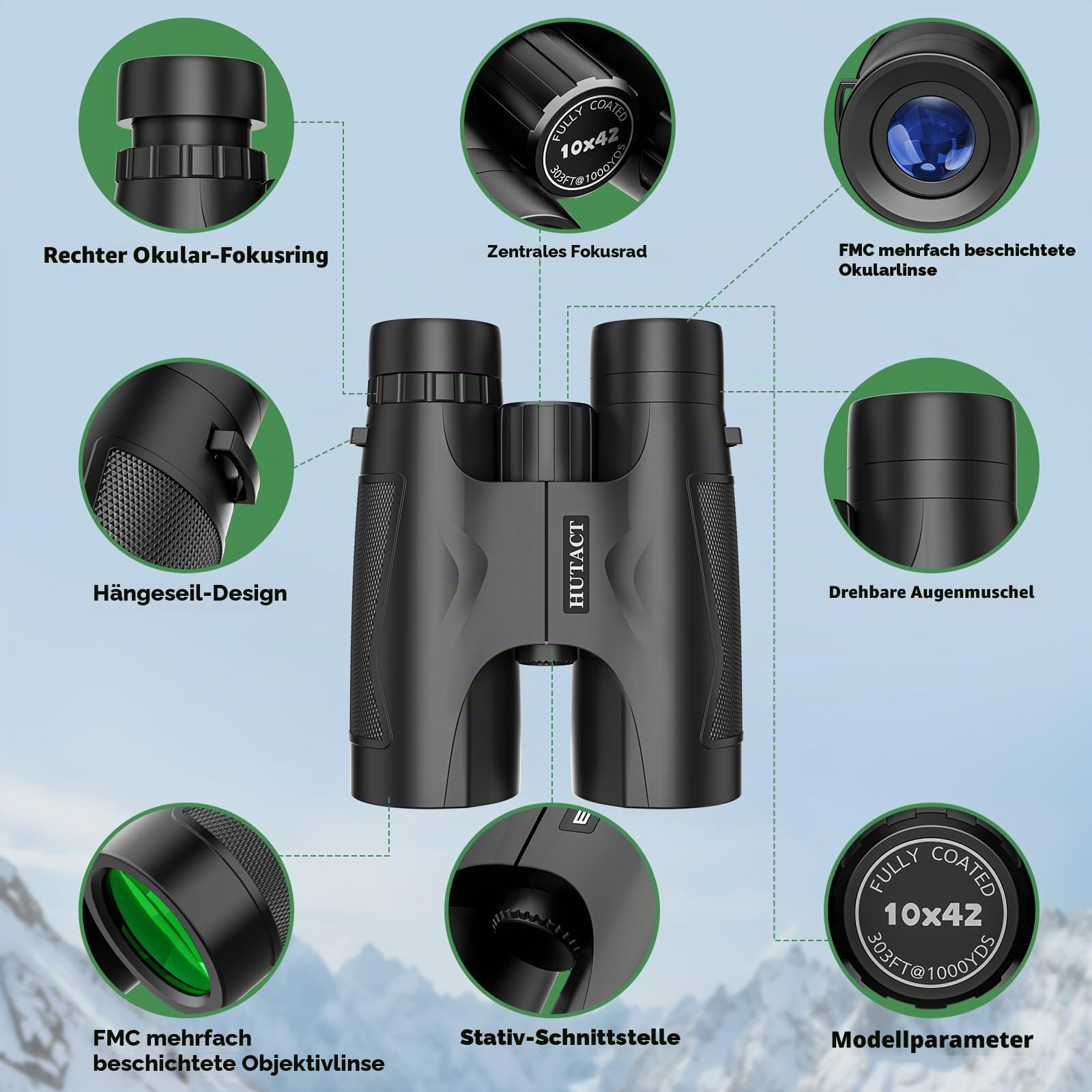 Fernglas Kompakt, Ultra HD 10X42 Fernglas Für Kinder & Erwachsene, mit Tragetasche Geeignet für Reisen im Freien, Tierbeobachtung und die Beste Wahl für Konzerte