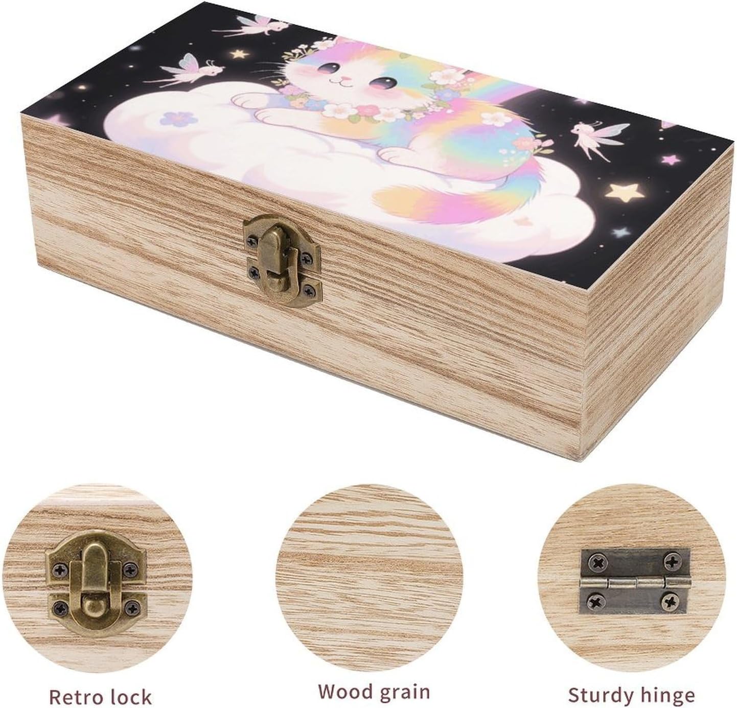 Cat on The Cloud Wooden Decorative Storage Box Jewelry Box image 3