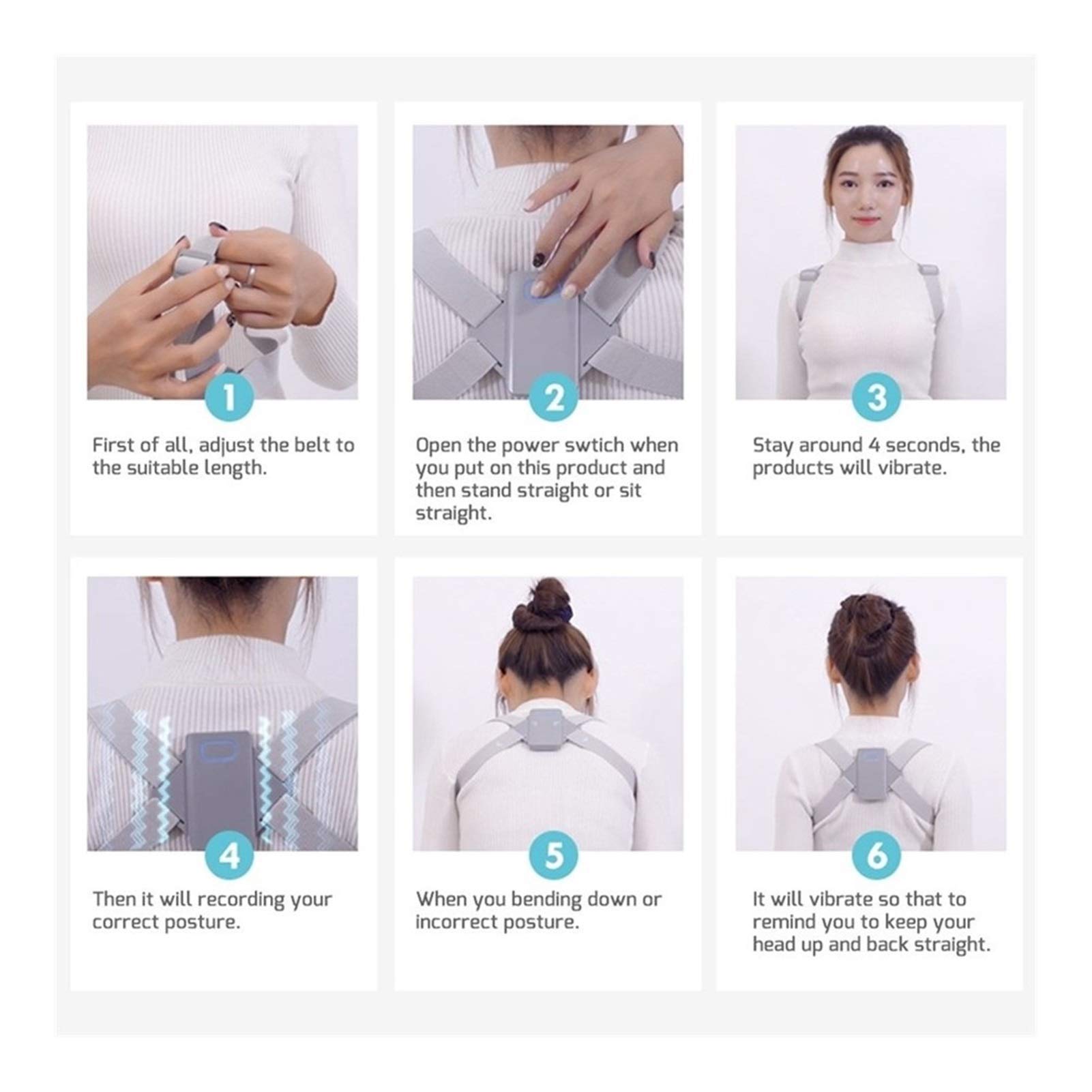 Corrector de Postura de Espalda Inteligente Ajustable, Tirantes para Espalda para Adultos, cinturón de Soporte, cinturón de Entrenamiento de Hombro, corrección automática para el Cuidado de la Salud