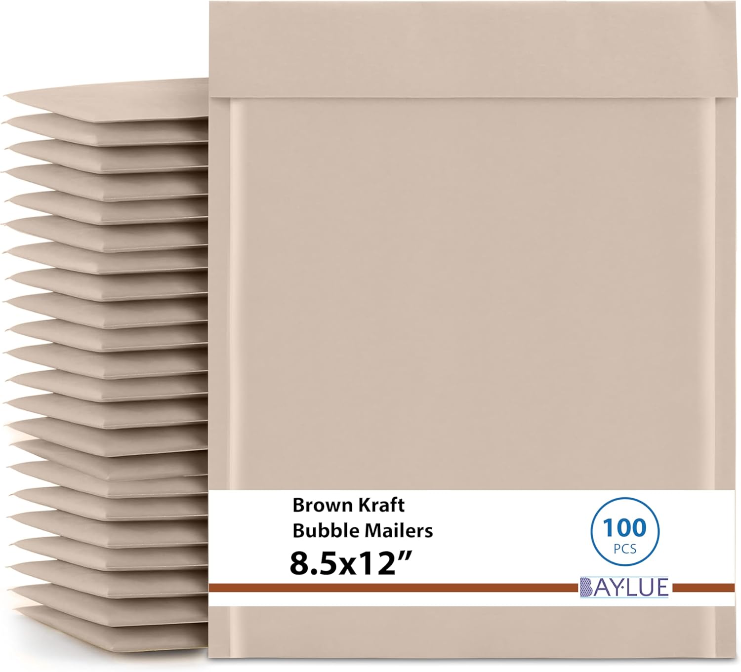Brown Kraft Bubble Mailers 8.5x12 Inch #2 | Self Seal Large Padded Envelopes | Air Cushioned Bubble Envelope | Usable Size 8.5x11 | Waterproof Lightweight Mailing Shipping Bags | 100 Pack Bulk