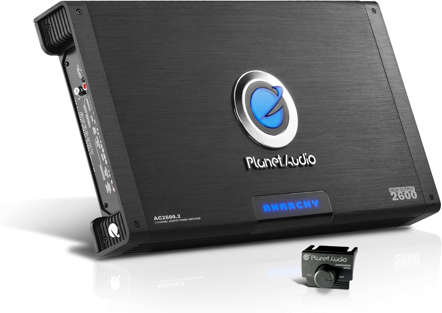 Planet Audio AC2600.2 Anarchy Series 2 Channel Class A/B Car Amplifier - 2600 High Output, 2-8 Ohm Stable, High/Low Level Inputs, High/Low Pass Crossover, Full Range, Hook Up to Subwoofer for Bass