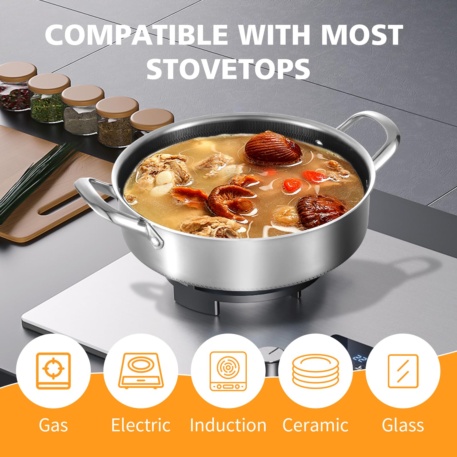 Toutrop 7qt Stainless Steel Saute Pan with Lid -4