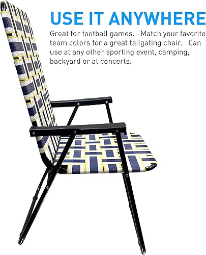 Miniatura 4 de EasyGo Product Silla de césped plegable de acero para tumbona de patio, asas de madera para camping, playa, pesca, patio trasero, estadio, piscina,