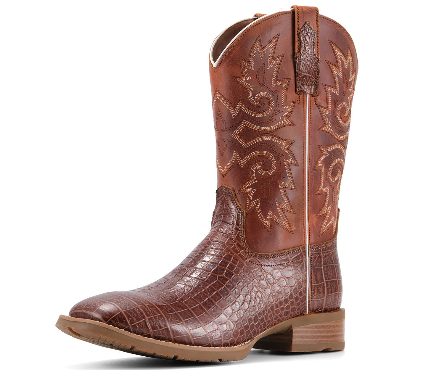 SUREWAY Cowboy Boots For Men, 10 Inch Pull on Square Toe Western Boot | Classic durable men's wellington work boots,slip resistant pull-on soft toe work boots for daily and western casual wear