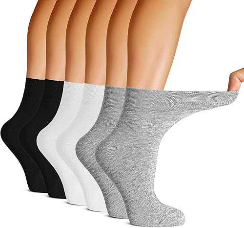 BLONGW 6 pares de calcetines diabéticos para mujer, calcetines de algodón de ajuste holgado