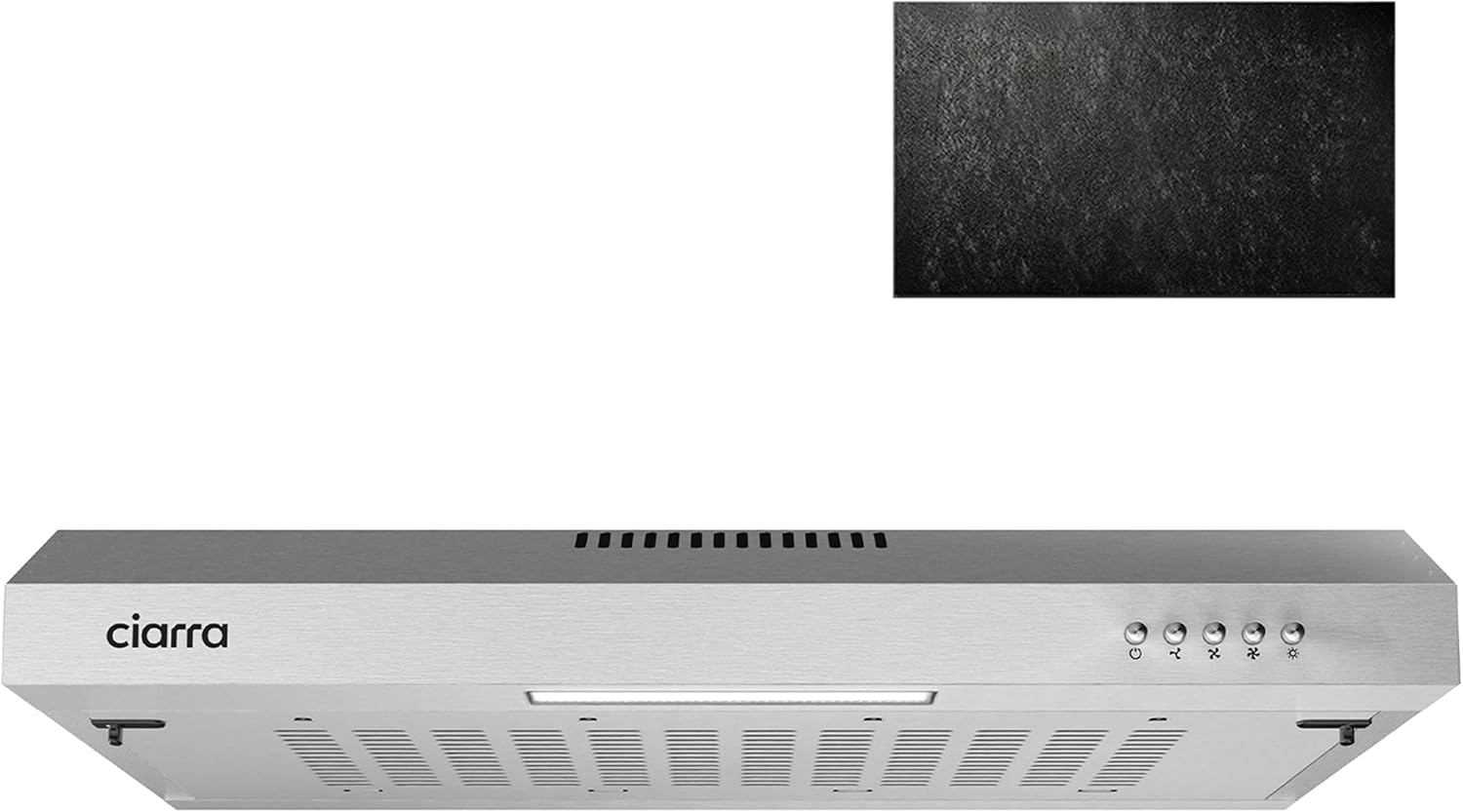 campana extractora: CIARRA CBCS6903 Cooker Hood 60 cm Width Suction Power 220m³/h 75W 3 Extraction Speeds Low Consumption Extractor Kitchen with Carbon Filter CBCF001
