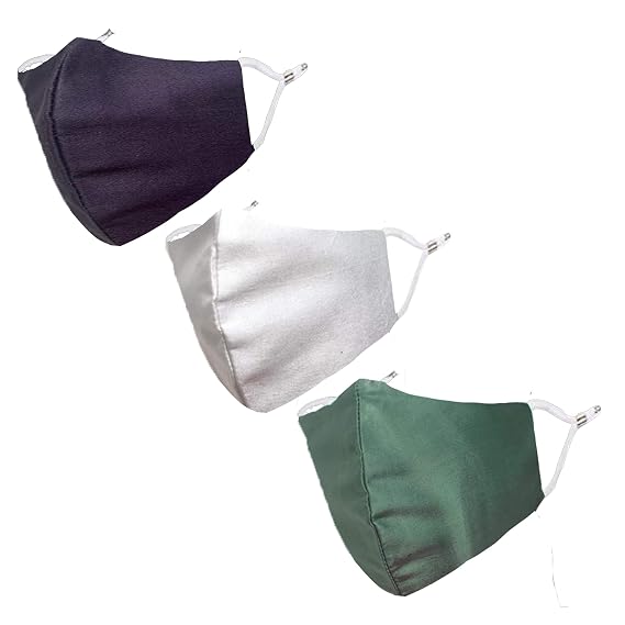 Shaila's Couture Silk Satin Face Mask PACK OF 3 - For Women, Adjustable Earloops, Washable, Reusable