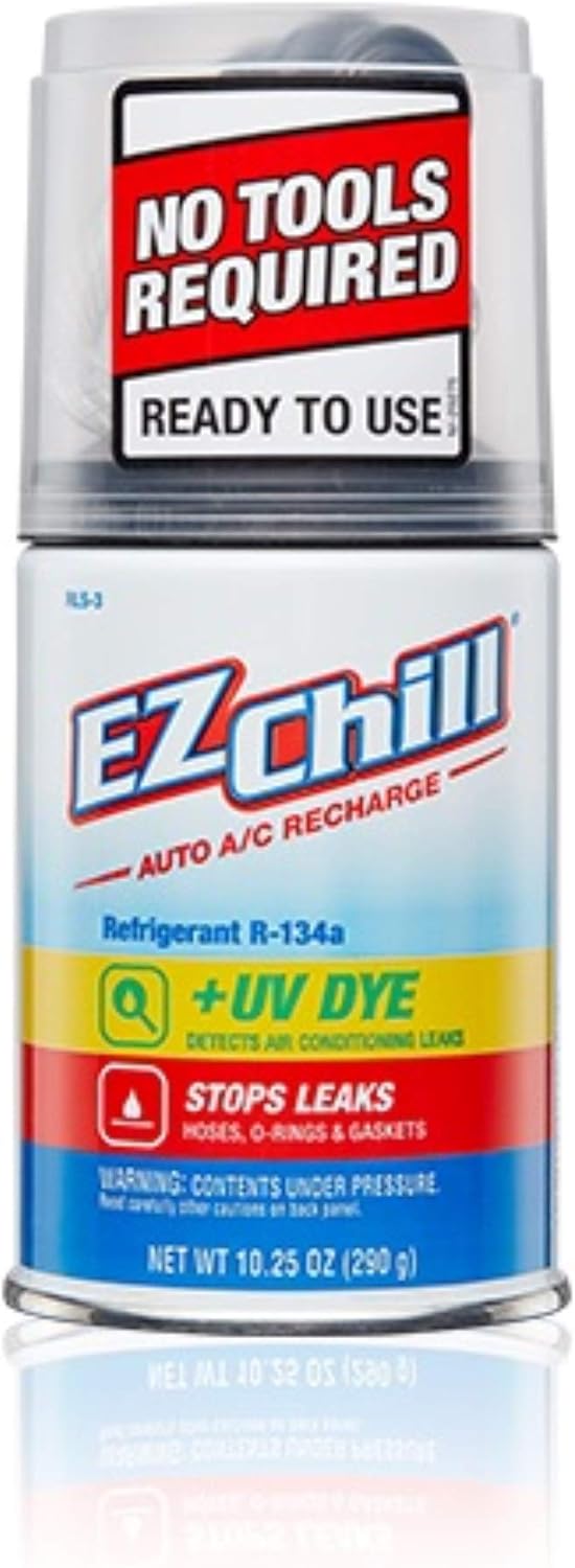 EZ Chill Car R-134a with Leak Sealer and UV Dye for Cars & Trucks & More, Red Dye, 10.25 Oz, RLS-3