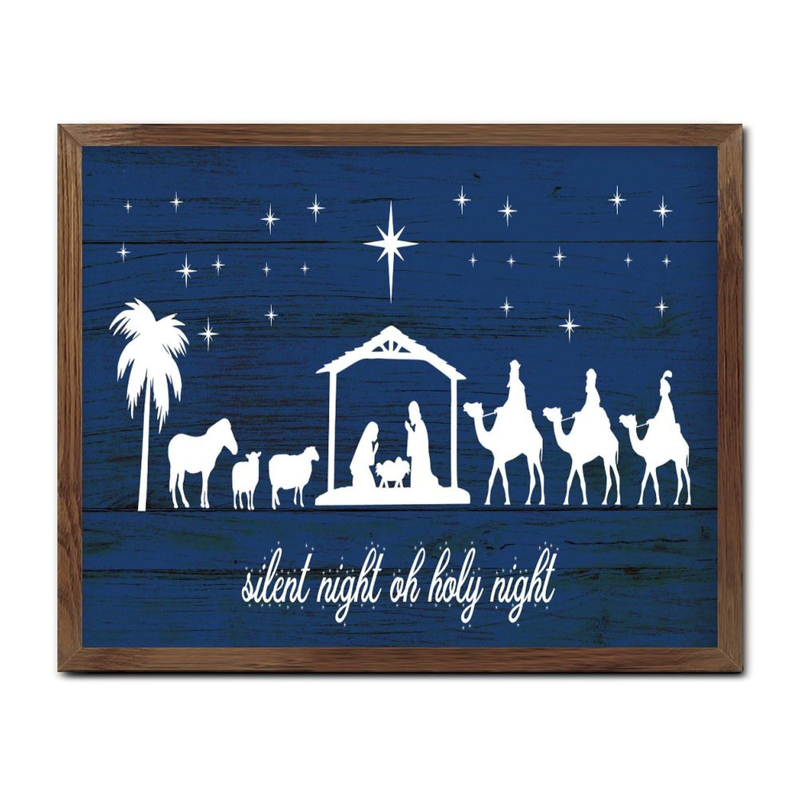 Panneau Noël Jésus en bois Oh Holy Night pour décoration murale