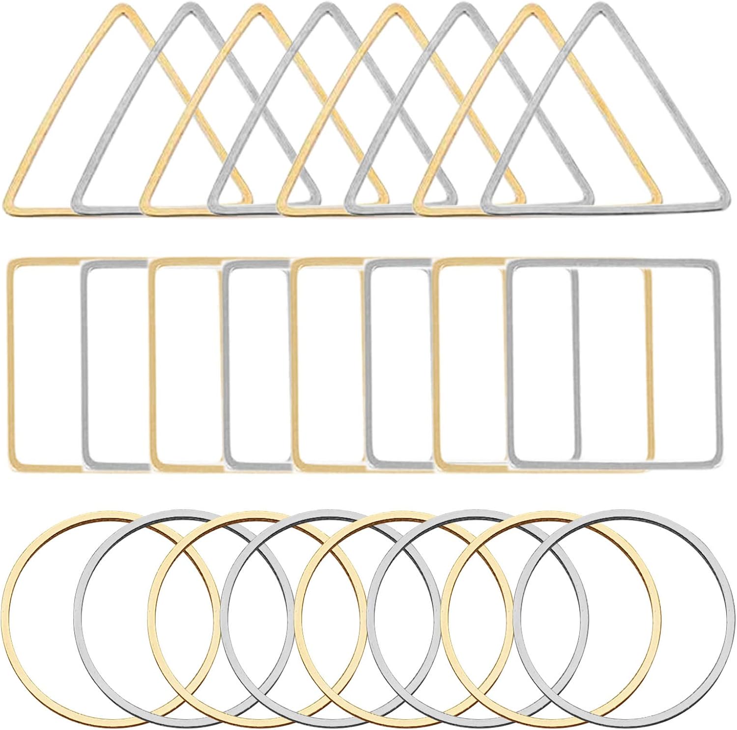 60pcs Earrings Beading Hoop Earring Finding Geometric Pendant Connector Round Hoop Earring for Jewelry Making DIY Crafts Art Creation Women Gift(Triangle & Square & Circle)