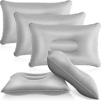 Vista 8 de Maitys 5 almohadas inflables de viaje portátil compacta, almohada de aire de tela flocada para mochileros para camping, senderismo, oficina en casa