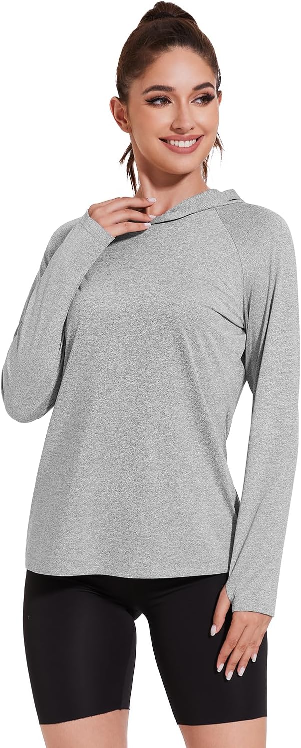 Xelky Women's Hoodie Long Sleeve Sun Shirts Lightweight UV Protection Hooded Shirt Athletic Hoodie with Thumb Hole - Image 2