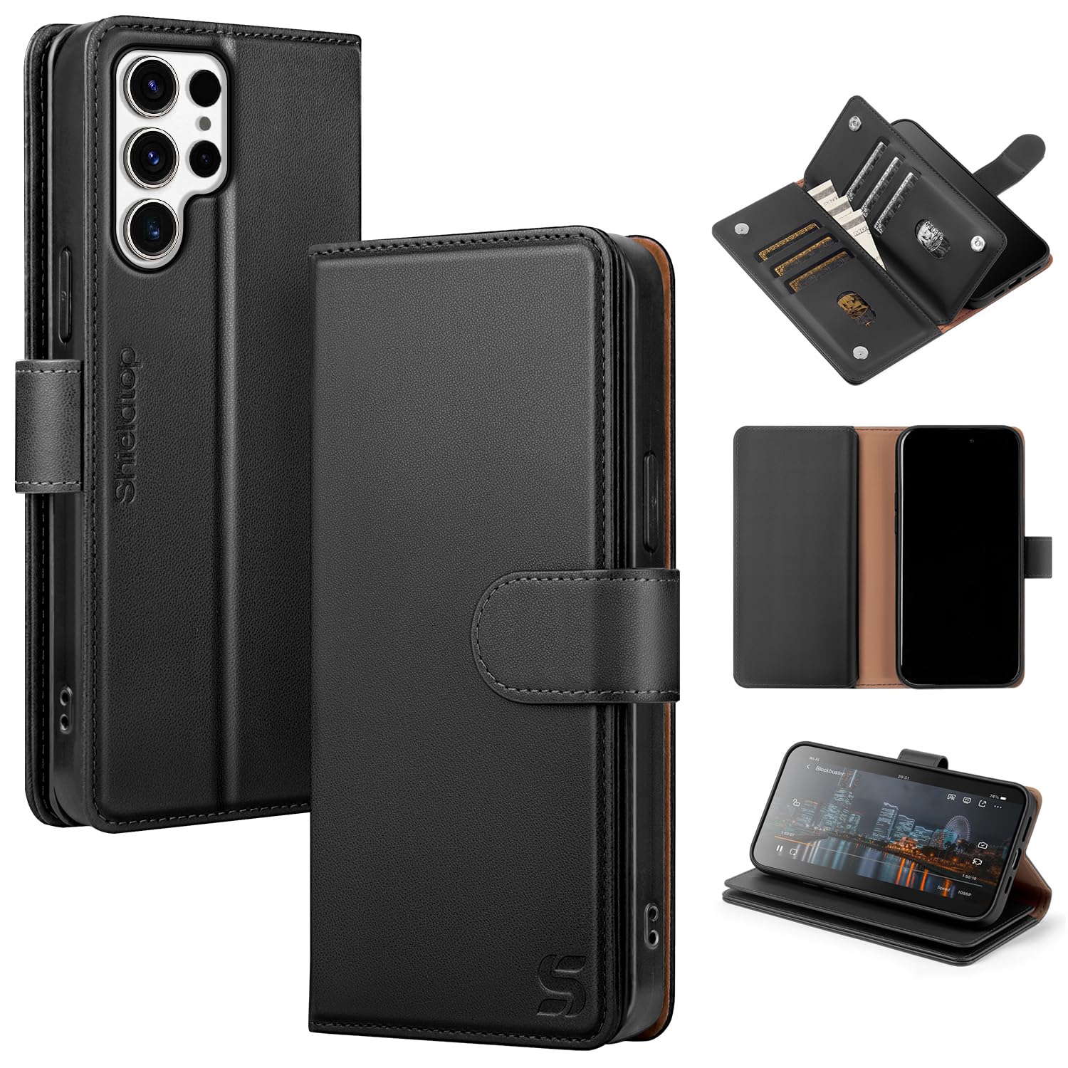 Shieldtop Compatible with Samsung Galaxy S25 Ultra Wallet Case with Card Holder,Women Men RFID Blocking PU Leather Flip TPU Protective Cover Credit