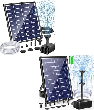 POPOSOAP 8W Solar Fountain Pump with 3000mAh Battery Backup, 6W Outdoor Solar Water Fountain Pump for Bird Bath with 4ft Tubing, DIY Solar Powered Water Fountain for Garden, Ponds, Pool and Fish Tank