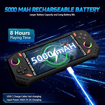 RG52MINI Retro Handheld Game Console, 5.5 Inch IPS Screen, Portable Dual System, 64GB Support 30+ Emulator&22000+ Classic Games, WiFi Networked Fighting, HDMI TV Output, 5000mAh Battery(Black 64GB)
