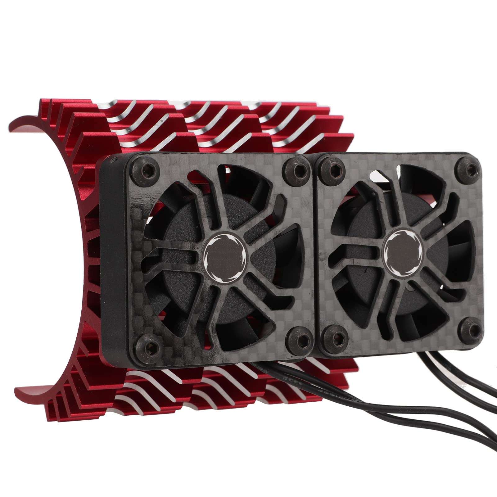 Brushless Motor Cooling Fan, Convenient Installation Dual Fan Motor Heatsink for 1/5 Remote Control Car (Red)