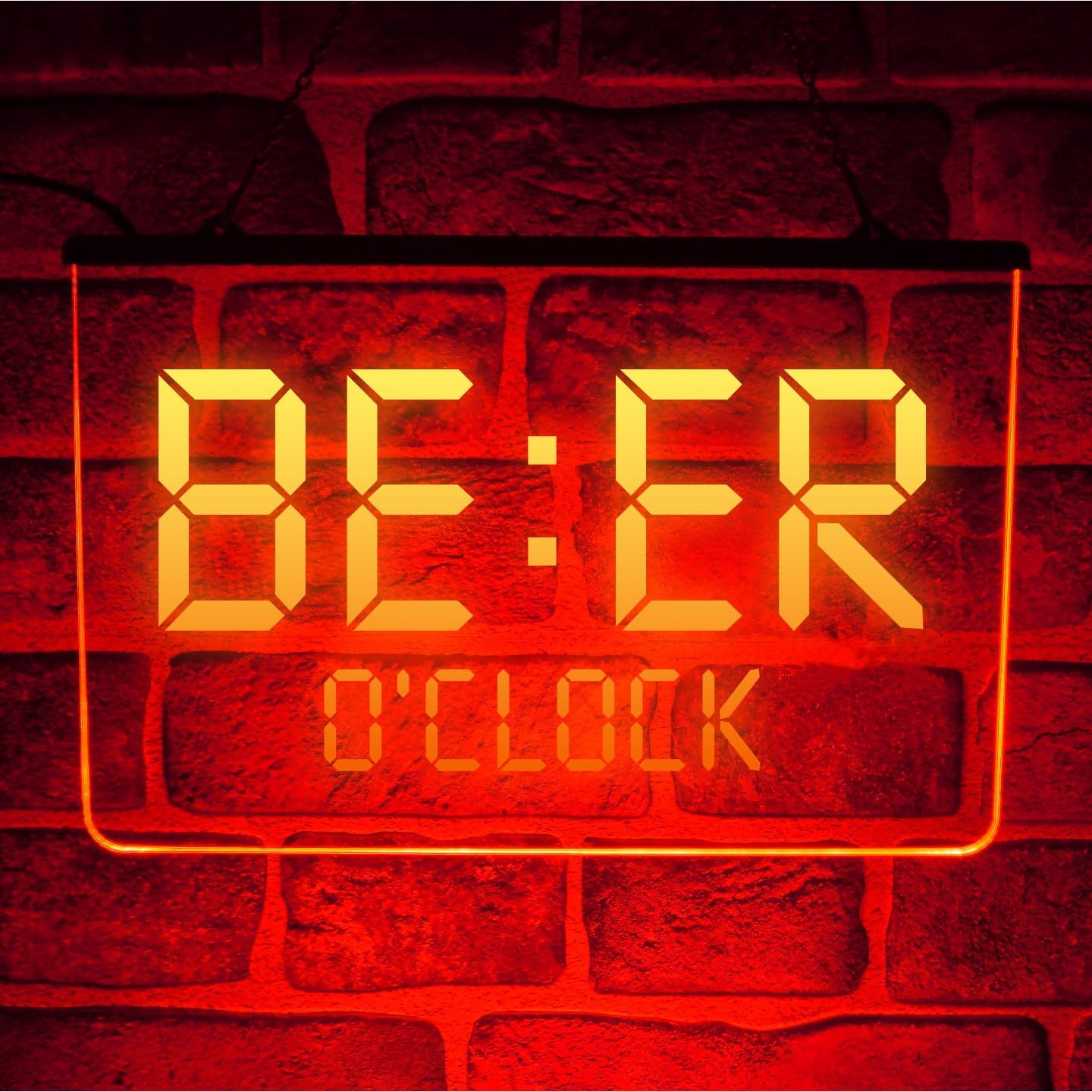 Home Bar Beer O'Clock LED Neon Sign – Multi-colour Party Light-Up Wall Display for Man Cave, Pub or Bedroom – USB Powered (Red)