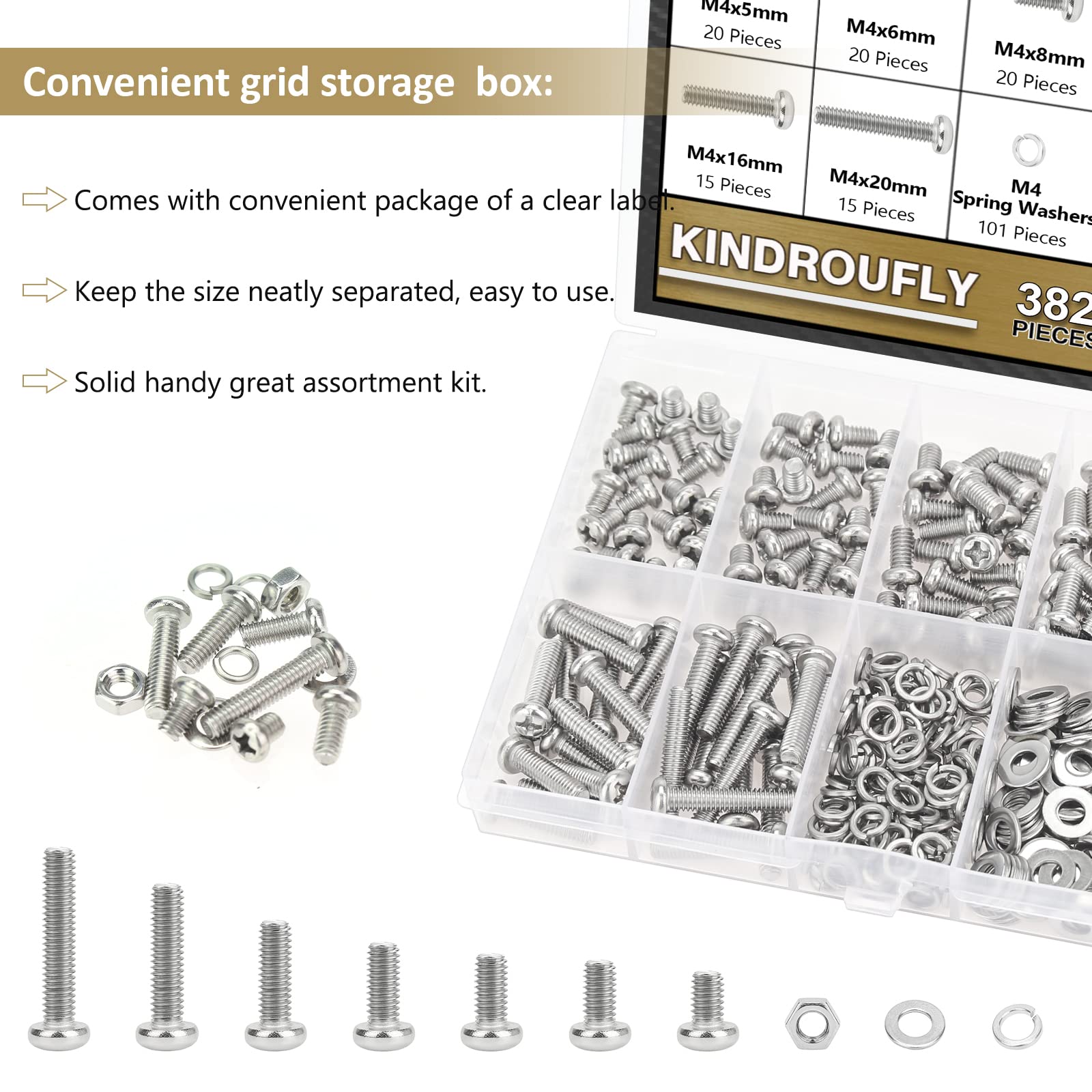 382 Piece Stainless Steel Machine Screws & Nuts Kit -7