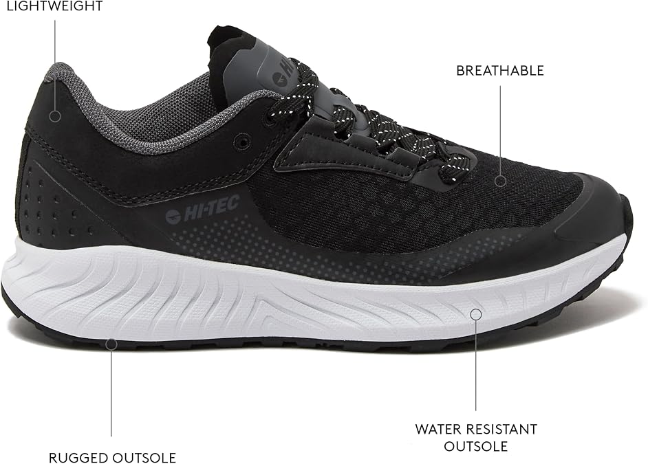 HI-TEC Avalon Trail Running Shoes for Women, Lightweight Breathable Womens Hiking Sneakers or Athletic Walking Shoes for Women, Black, White or Blue, Size 7-12 Hiking Shoes Women