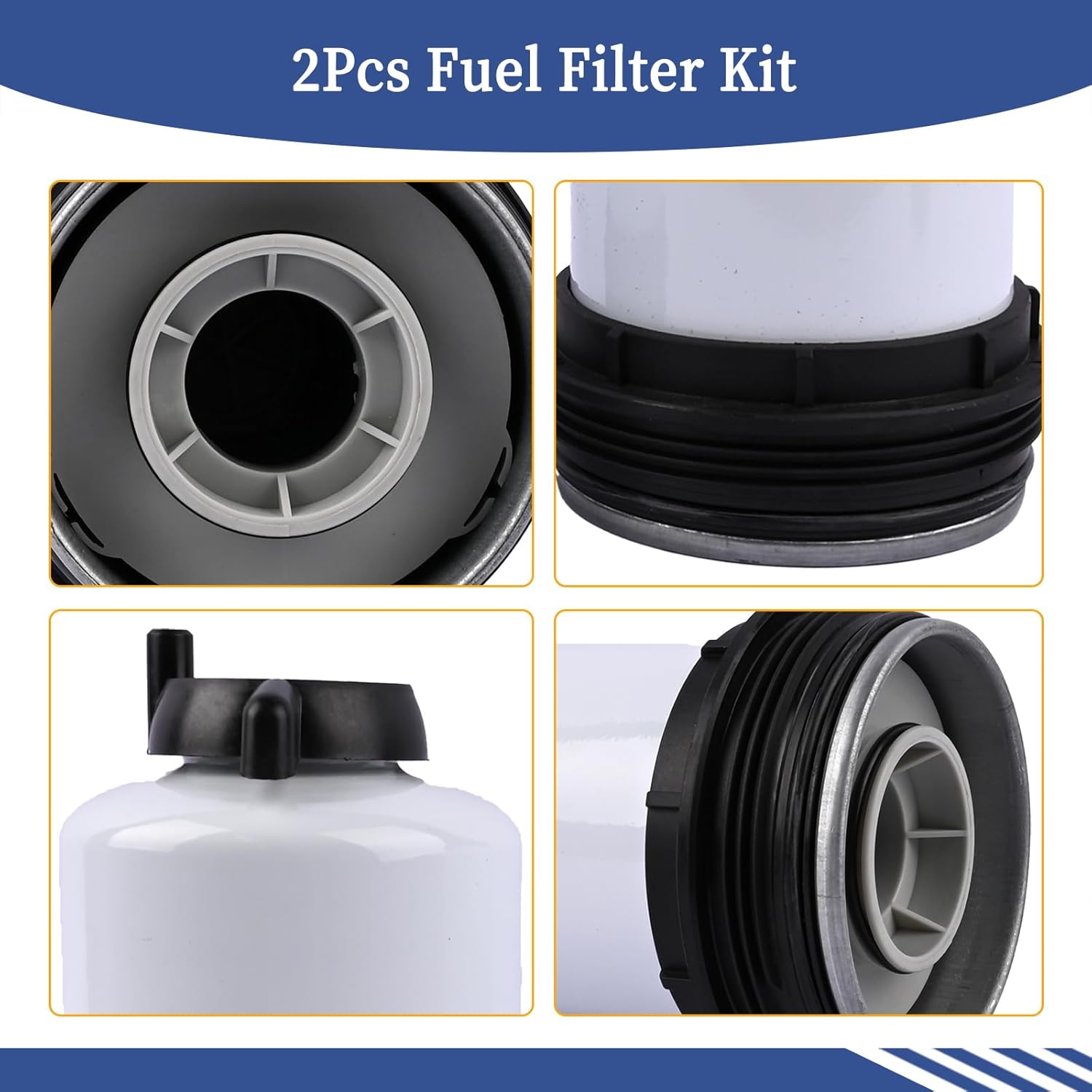 2Pcs Fuel Filter Kit Replaces V837091436 837079726 837091128 837091129 837091436 837091864 Compatible With Agco Massey Ferguson 4608 4707 Models