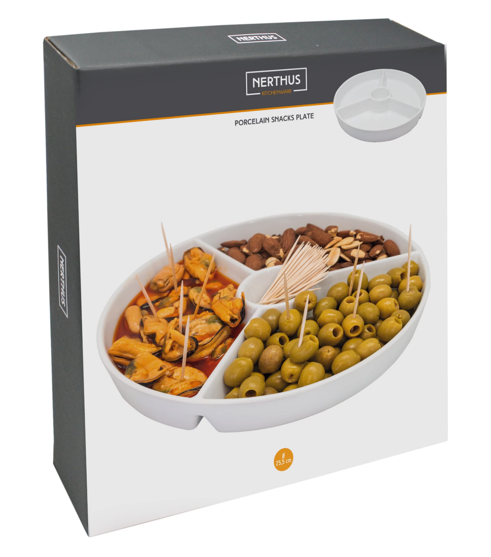 NERTHUS FIH 914 Porcelain Round White Snack Plate Perfect for Serving Nuts Sweets, Potatoes or Dipping Foods in Sauce - Image 3