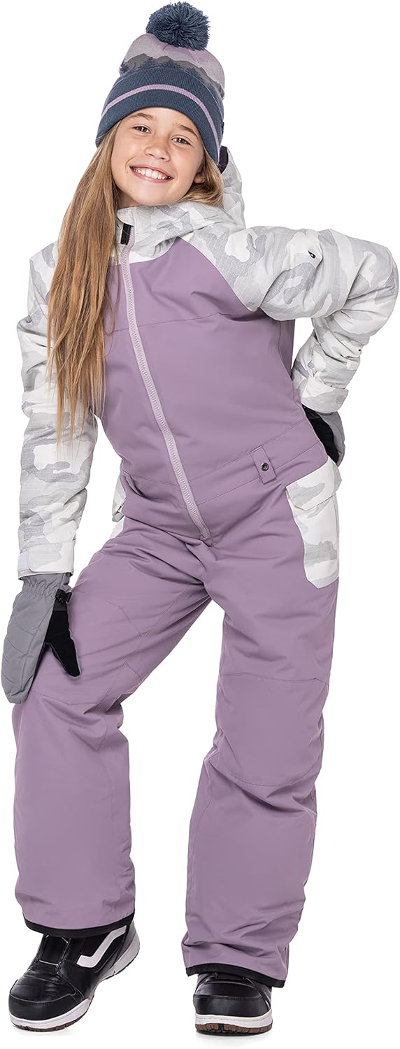 686 Girl's Shine Insulated One-Piece - Winter Clothing with Helmet Compatible Hood & Boot Gaiters - Water & Weather Resistant