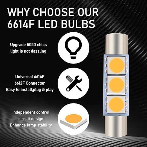 Miniatura 4 de dawfall Pack-10 Car 28mm LED Light, 1.1" x 0.24" 5050-3SMD 180 Degree Bright Indoor Light Bulb Replacement, Reading Light Roof Light Makeup Light,