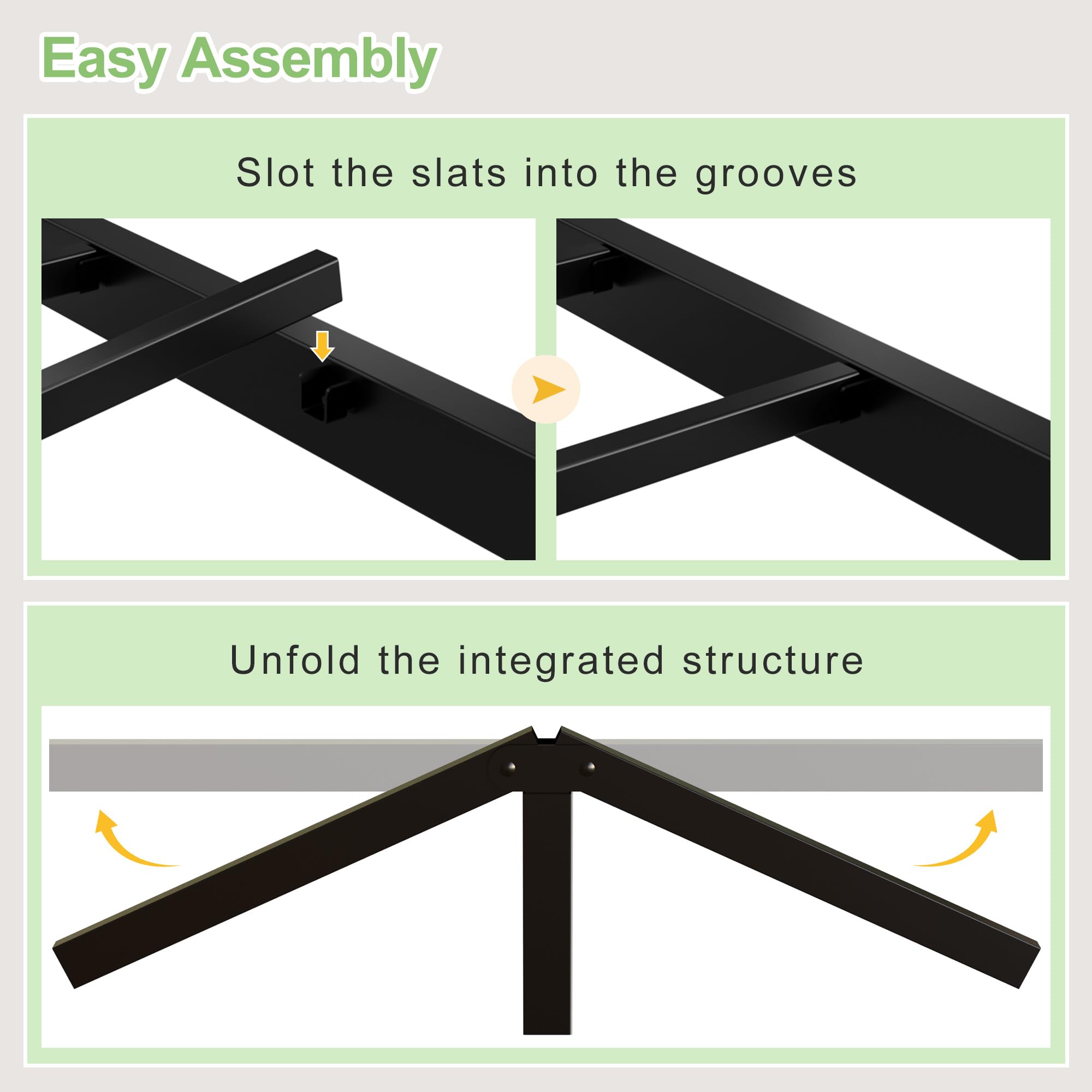 Lutown-Teen Einzelbett 90 x 200 cm mit Kopfteil und Fußteil, 30cm Höhe Metallbett mit Lattenrost aus Metall, Metallbett Einzelbetten Bettrahmen, Stauraum unterm Bett, Leichte Montage, Schwarz