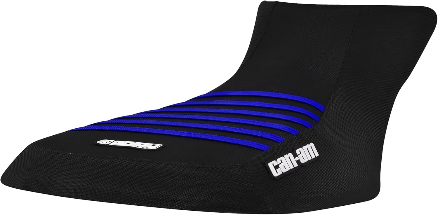 Enjoy Mfg Seat Cover - Compatible with Can Am 2012-2024 Outlander 450 500 570 650 800 850 1000 All Black/Color Ribs #360 Logo (All Black with Florescent Green Ribs)