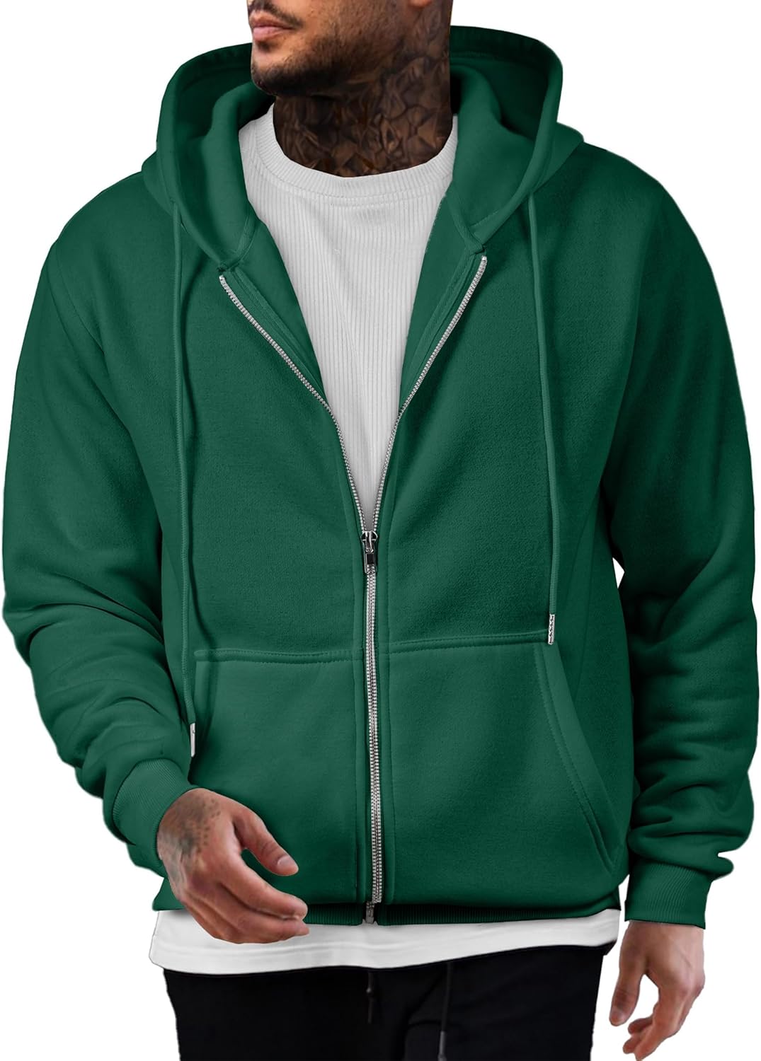 JMIERR Mens Full Zip Casual Cotton Hooded Fleece Drawstring Hoodies Pullover Sweatshirts Casual Long Sleeve Shirts