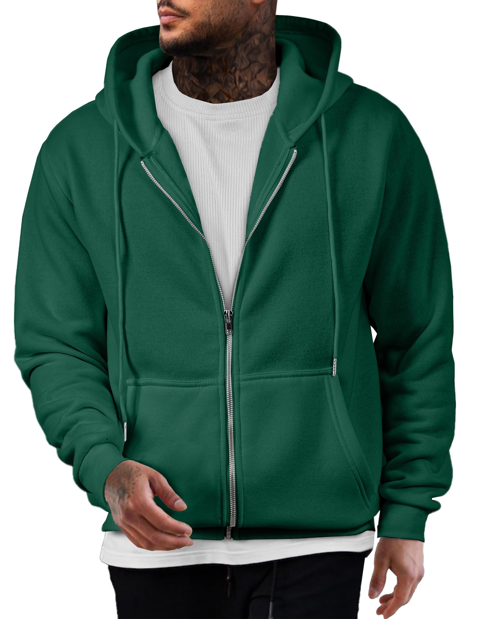 JMIERR Hoodie Herren Baumwolle Einfarbig mit Reißverschluss Pullover Langarm Sweatjacke Männer Kapuzenpullover Sweatshirt Warm mit Taschen