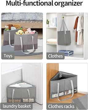 2 Pack Rigid Hanger Organizer, Triangle Storage Bin with Lid, Hanger Holder Stand for Space Saving, Clothes Organizer Stacker for Closet Laundry Rooms