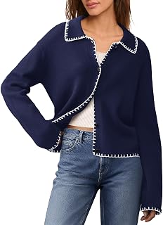 ReachMe Womens Oversized Cardigan Sweaters Striped Button Down Cardigans Fall Jackets Long Sleeve Winter Coats with Pockets