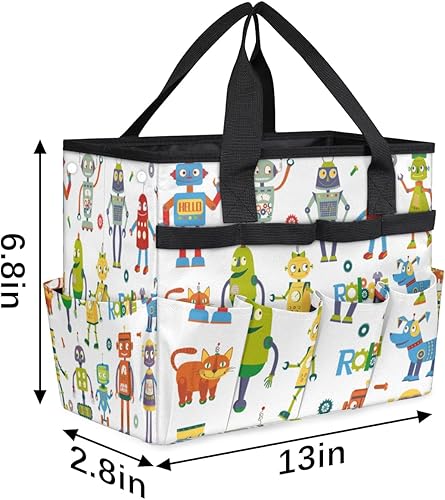 Miniatura 3 de Cute Robots Garden Tool Tote Bag for Women Men Gardening Tool Storage Bags with 10 Pockets Standable Garden Home Tool Kits Organizer for Indoor