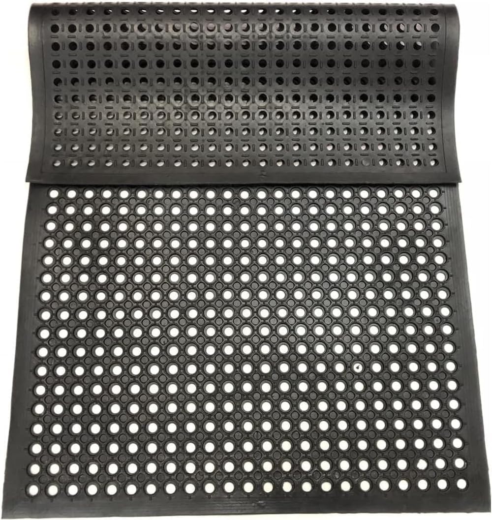 Rubber Anti Fatigue Mat 150 x 90 cm Large Outdoor Rubber Entrance Mats Drainage Mat with Holes None Slip Commercialfor Industrial Kitchen Restaurant Bathroom