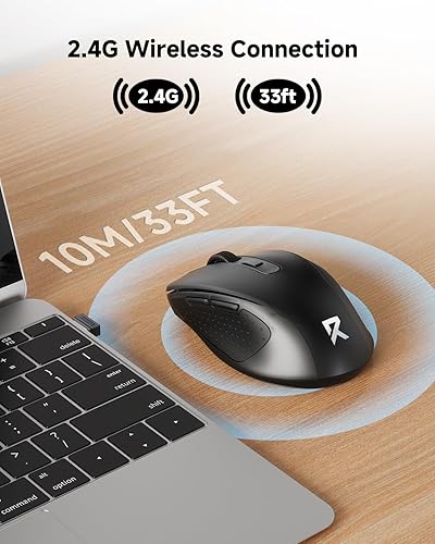 Miniatura 2 de Redragon Mouse inalámbrico para laptop, mouse óptico de computadora de 2.4 G, 5 niveles 4000 DPI, mouse USB inalámbrico de oficina, 6 botones,