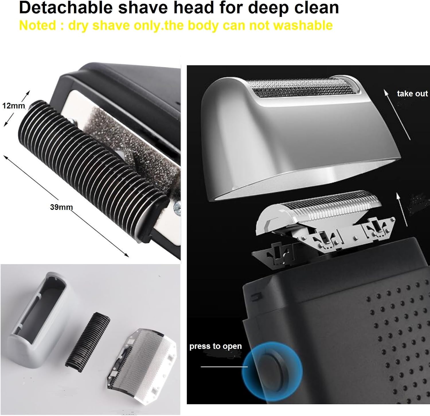 Corded Electric Foil Shaver,Professional Close Shave Razor,Bald Head Shavers for Men,Barber Shop Fade Style Clipper,Face Stubble Beard Smooth Trimmer,12v Powerful Motor,Only Corded Use