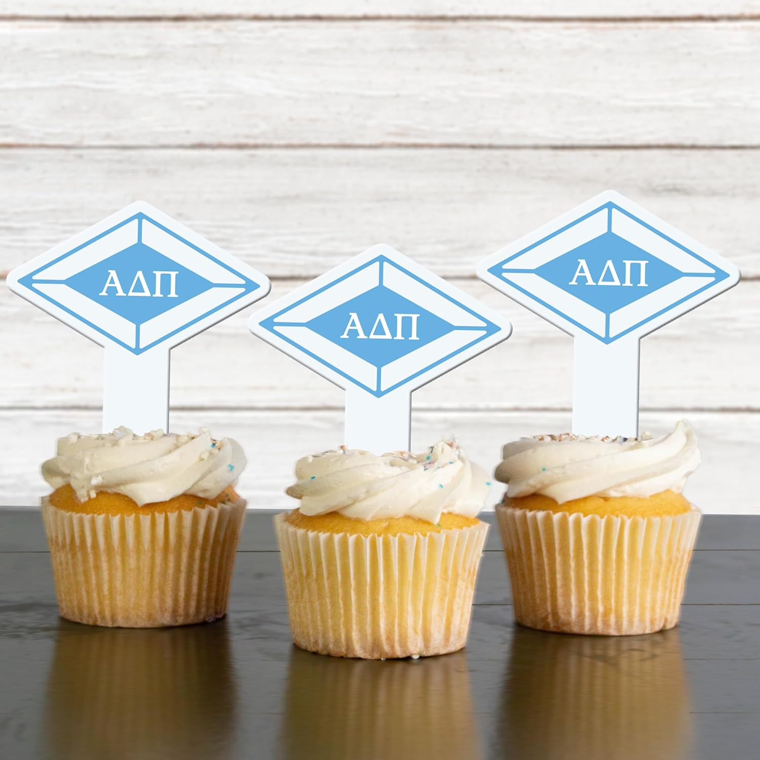 Alpha Delta Pi Cupcake Toppers, Officially Licensed Sorority Dessert Picks, Solid Plastic, American-Made (Diamond, 25)